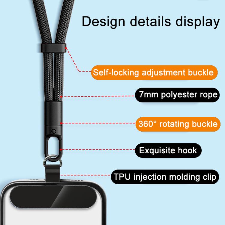 XDcase 7mm Polyester Rope with Gasket Adjustable Mobile Phone Wrist Lanyard