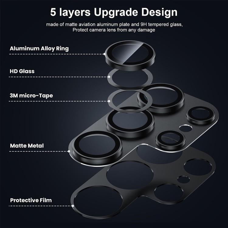 XDcase Frosted Armor Metal + Tempered Glass Camera Lens Film