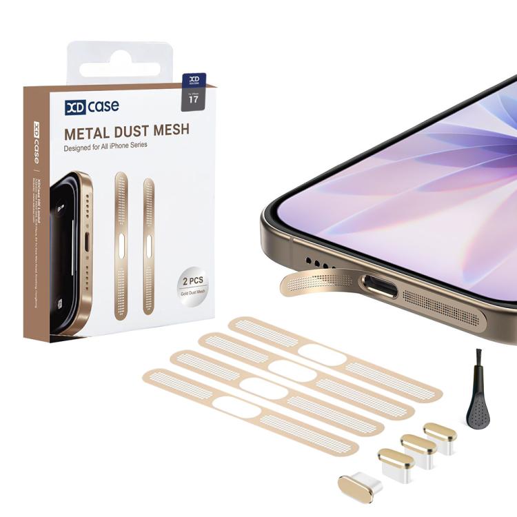XDcase 4pcs Metal Dust Mesh Earpiece Dustproof Stickers with 4 Anti-Dust Plugs 1 Cleaning Brush, For iPhone 18 Pro / 17 Pro, For iPhone 18 / 17 / 16, iPhone 18 / 17 / 16