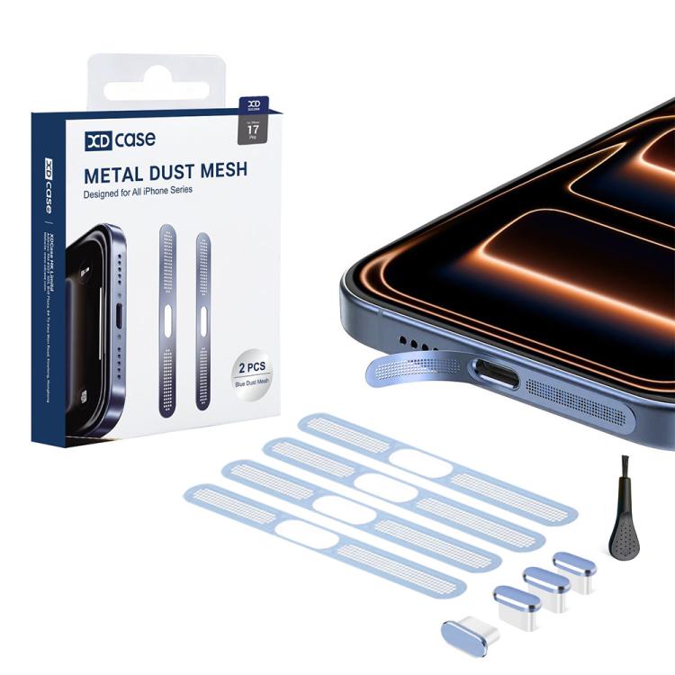 XDcase 4pcs Metal Dust Mesh Earpiece Dustproof Stickers with 4 Anti-Dust Plugs 1 Cleaning Brush, For iPhone 17 Pro, For iPhone 17 / 16