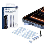 XDcase 4pcs Metal Dust Mesh Earpiece Dustproof Stickers with 4 Anti-Dust Plugs 1 Cleaning Brush, For iPhone 18 Pro / 17 Pro, For iPhone 18 / 17 / 16, iPhone 18 / 17 / 16