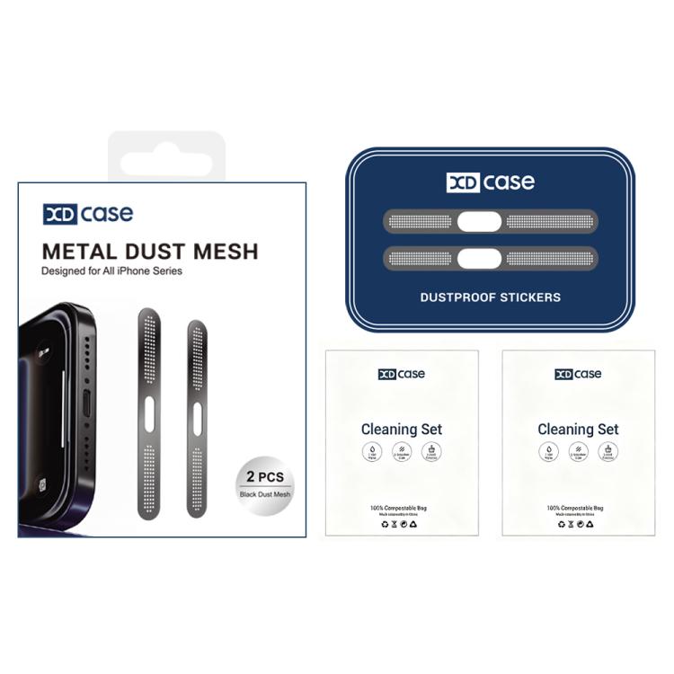 XDcase 4pcs Metal Dust Mesh Earpiece Dustproof Stickers with 4 Anti-Dust Plugs 1 Cleaning Brush, For iPhone 18 Pro / 17 Pro, For iPhone 18 / 17 / 16, iPhone 18 / 17 / 16
