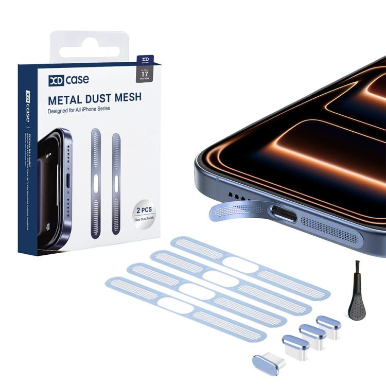 XDcase 4pcs Metal Dust Mesh Earpiece Dustproof Stickers with 4 Anti-Dust Plugs 1 Cleaning Brush, For iPhone 17 Pro Max