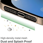 XDcase 4pcs Metal Dust Mesh Earpiece Dustproof Stickers with 4 Anti-Dust Plugs 1 Cleaning Brush, For iPhone 17 Pro Max