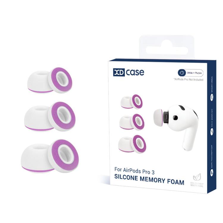 XDcase 3 Pairs Replacement Silicone Sponge Ear Tips, S/M/L Size, 3 Pairs S/M/L Size(White Orange), 3 Pairs S/M/L Size(White Purple)