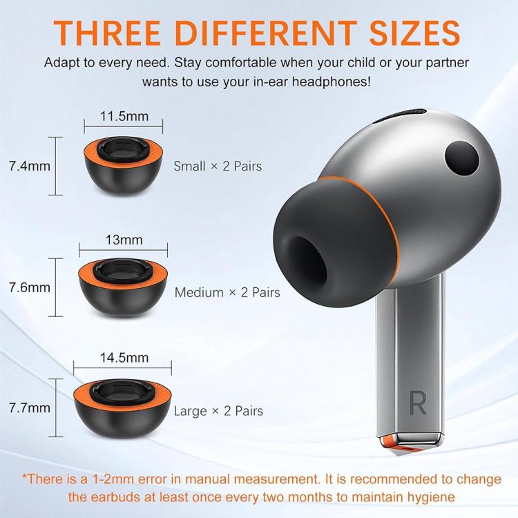 XDcase 3 Pairs Replacement Silicone Sponge Ear Tips, For Samsung Galaxy Buds3 Pro