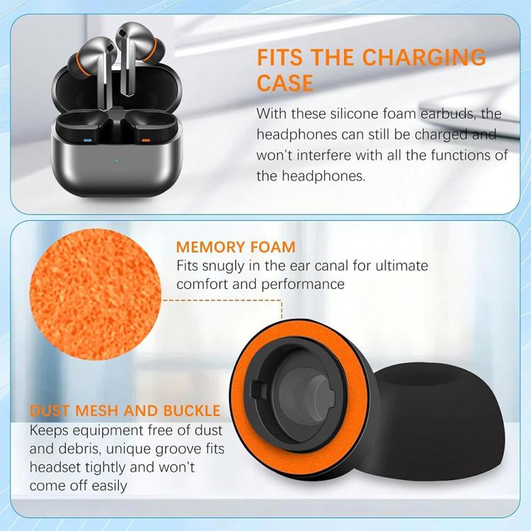 XDcase 3 Pairs Replacement Silicone Sponge Ear Tips, For Samsung Galaxy Buds3 Pro
