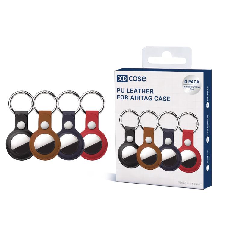 XDcase 4 Pack Vegan Leather Protective Case with Metal Ring, Leather Case Kit