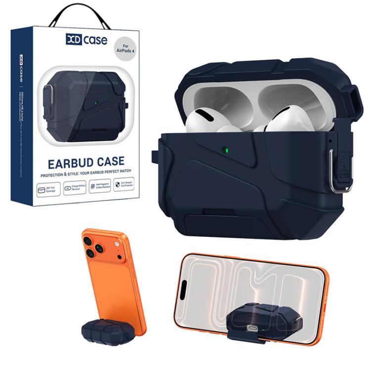 XDcase Football-style Security Lock TPU Earbud Case with Hook & Holder, For AirPods Pro 3, For AirPods 4, For AirPods Pro 2 / 1