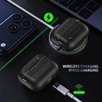 XDcase Carbon Fiber Texture Earbud Case with Hook, For AirPods Pro 3, For AirPods 4