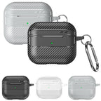 XDcase Carbon Fiber Texture Earbud Case with Hook, For AirPods 5 / 4, For AirPods Pro 3