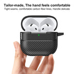 XDcase Carbon Fiber Texture Earbud Case with Hook, For AirPods 5 / 4, For AirPods Pro 3