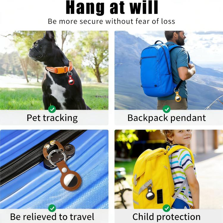 XDcase Vegan Leather Protective Case with Metal Ring, For AirTag