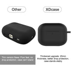 XDcase 2.5mm Thick Silicone Earbud Protective Case with Hook, For AirPods Pro 3, For AirPods 4, For AirPods Pro 2 / 1