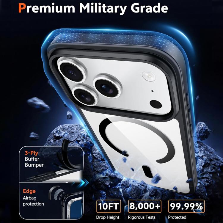 XDcase JINDUN Clear Cover Independent Metal Button Magnetic Phone Case, For iPhone 17 Pro Max, For iPhone 17 Pro