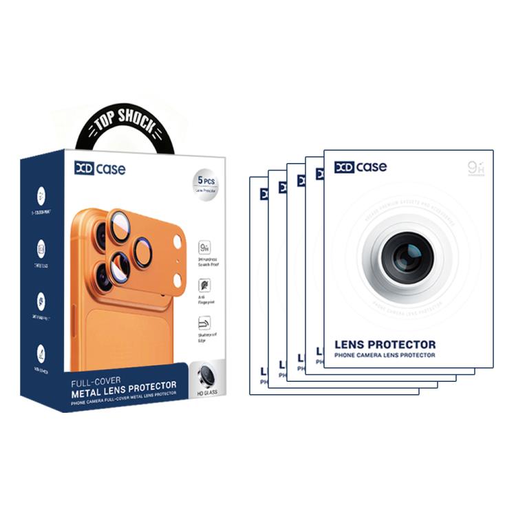 XDcase 5pcs Armor Full-Coverage Frosted Metal Camera Lens Ring Film, For iPhone 17 Pro Max, For iPhone 17 Pro