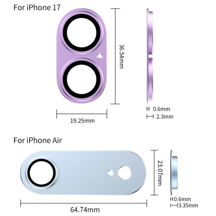 XDcase 5pcs Armor Full-Coverage Frosted Metal Camera Lens Ring Film, For iPhone Air