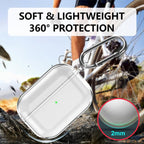 XDcase Transparent TPU Earbud Protective Case with Carabiner, For AirPods Pro 3, For AirPods 4, For AirPods Pro 2 / 1