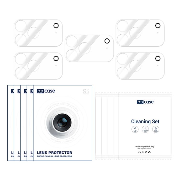 XDcase 5pcs Transparent Integrated Tempered Glass Camera Film, For iPhone 17 Pro Max, For iPhone 17 Pro, For iPhone 17, For iPhone Air