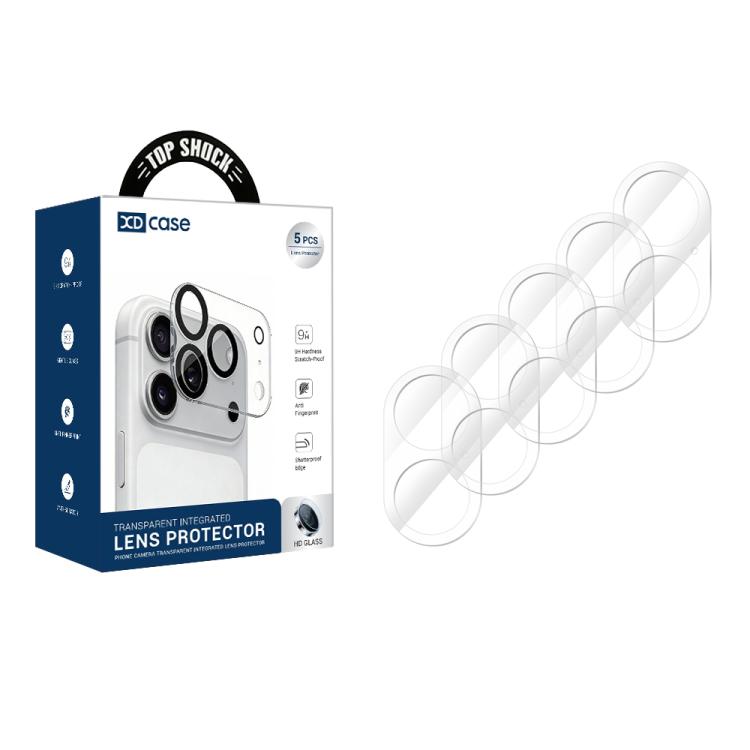 XDcase 5pcs Transparent Integrated Tempered Glass Camera Film, For iPhone 17 Pro Max, For iPhone 17 Pro, For iPhone 17, For iPhone Air