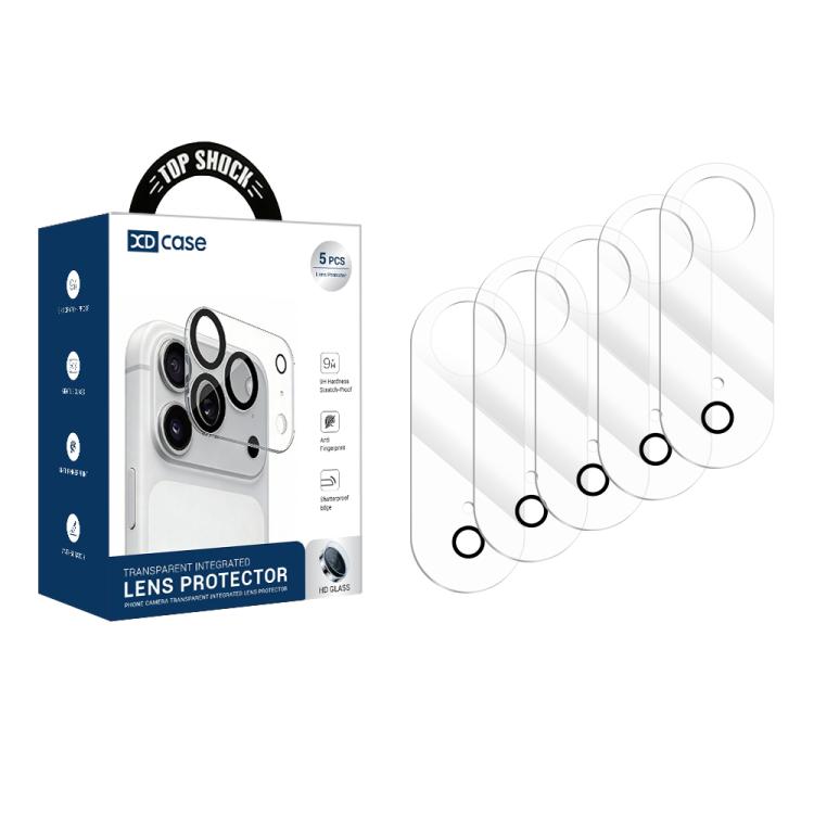 XDcase 5pcs Transparent Integrated Tempered Glass Camera Film, For iPhone 17 Pro Max, For iPhone 17 Pro, For iPhone 17, For iPhone Air