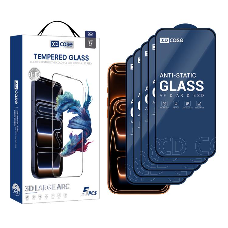 XDcase 5pcs / Pack Silk Screen Printed HD Tempered Glass Film, For iPhone 17 Pro Max, For iPhone 17 Pro, For iPhone 17, For iPhone 16 Pro Max, For iPhone 16 Pro, For iPhone 16 Plus, For iPhone 16, For iPhone 15 Pro Max, For iPhone 15 Pro               ...