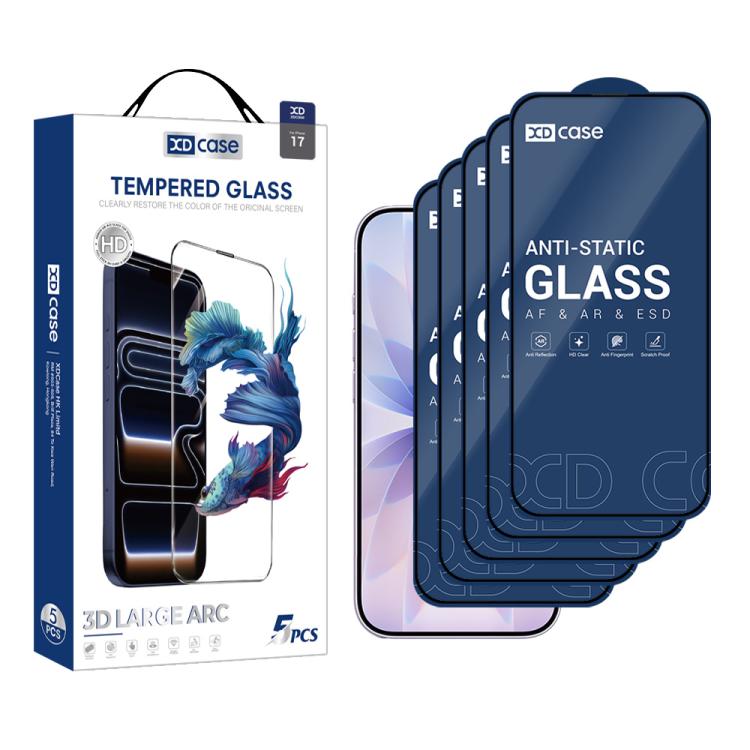 XDcase 5pcs / Pack Silk Screen Printed HD Tempered Glass Film, For iPhone 17 Pro Max, For iPhone 17 Pro, For iPhone 17, For iPhone 16 Pro Max, For iPhone 16 Pro, For iPhone 16 Plus, For iPhone 16, For iPhone 15 Pro Max, For iPhone 15 Pro               ...
