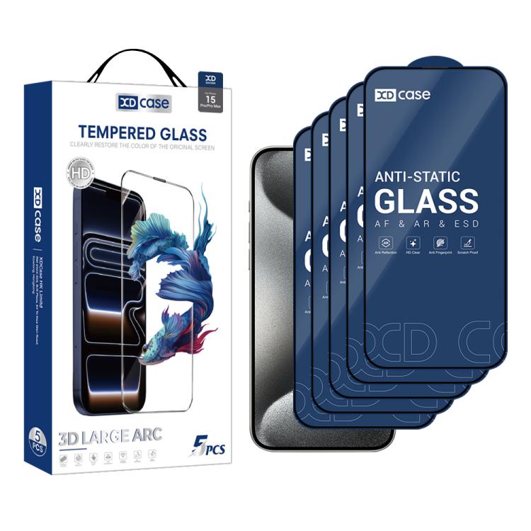 XDcase 5pcs / Pack Silk Screen Printed HD Tempered Glass Film, For iPhone 17 Pro Max, For iPhone 17 Pro, For iPhone 17, For iPhone 16 Pro Max, For iPhone 16 Pro, For iPhone 16 Plus, For iPhone 16, For iPhone 15 Pro Max, For iPhone 15 Pro               ...