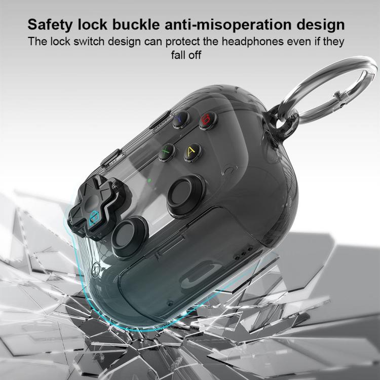 XDcase Transparent Retro Game Console Design Earbuds Case with Holder & Stress Relief Button, For AirPods Pro 3, For AirPods 4, For AirPods Pro 2 / 1