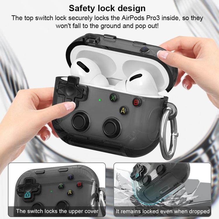 XDcase Transparent Retro Game Console Design Earbuds Case with Holder & Stress Relief Button, For AirPods Pro 3, For AirPods 4, For AirPods Pro 2 / 1