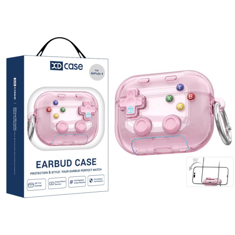 XDcase Transparent Retro Game Console Design Earbuds Case with Holder & Stress Relief Button, For AirPods 5 / 4, For AirPods Pro 3, For AirPods Pro 2 / 1