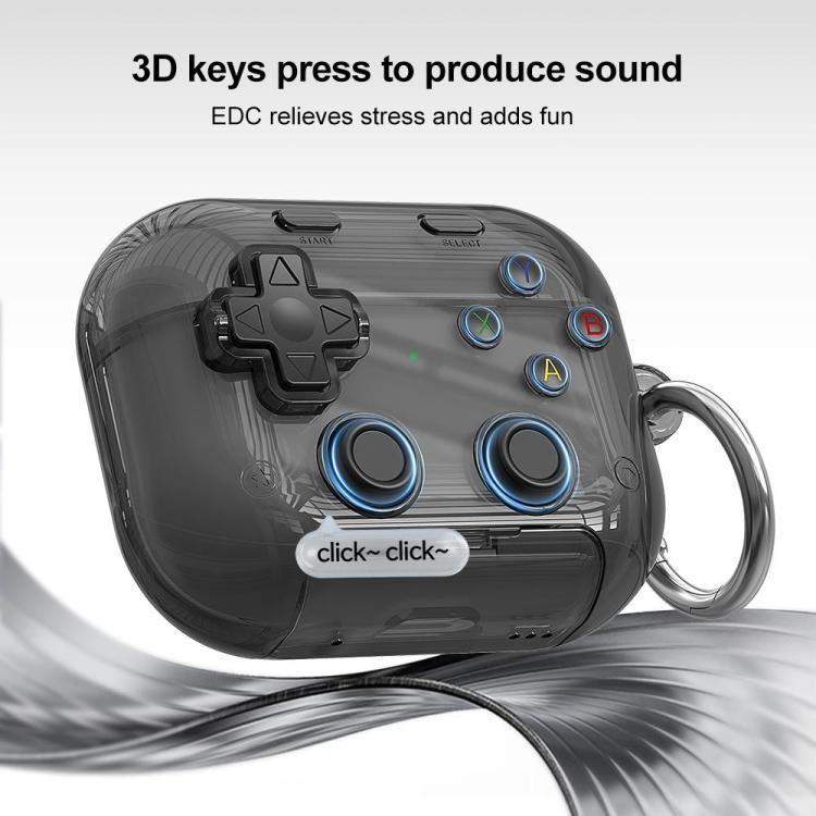 XDcase Transparent Retro Game Console Design Earbuds Case with Holder & Stress Relief Button, For AirPods 5 / 4, For AirPods Pro 3, For AirPods Pro 2 / 1