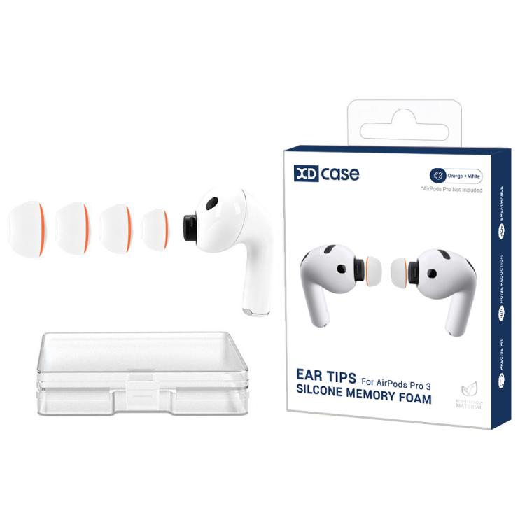 XDcase 4 Pairs Replacement Silicone Sponge Ear Tips, XS/S/M/L Size, 4 Pairs XS/S/M/L Size(White Orange)