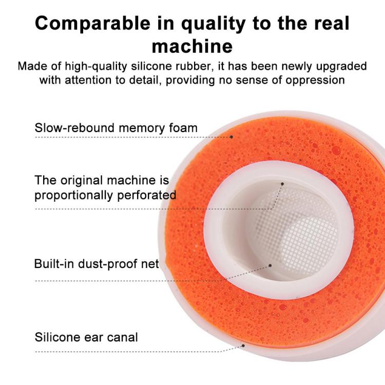 XDcase 4 Pairs Replacement Silicone Sponge Ear Tips, XS/S/M/L Size, 4 Pairs XS/S/M/L Size(White Orange)