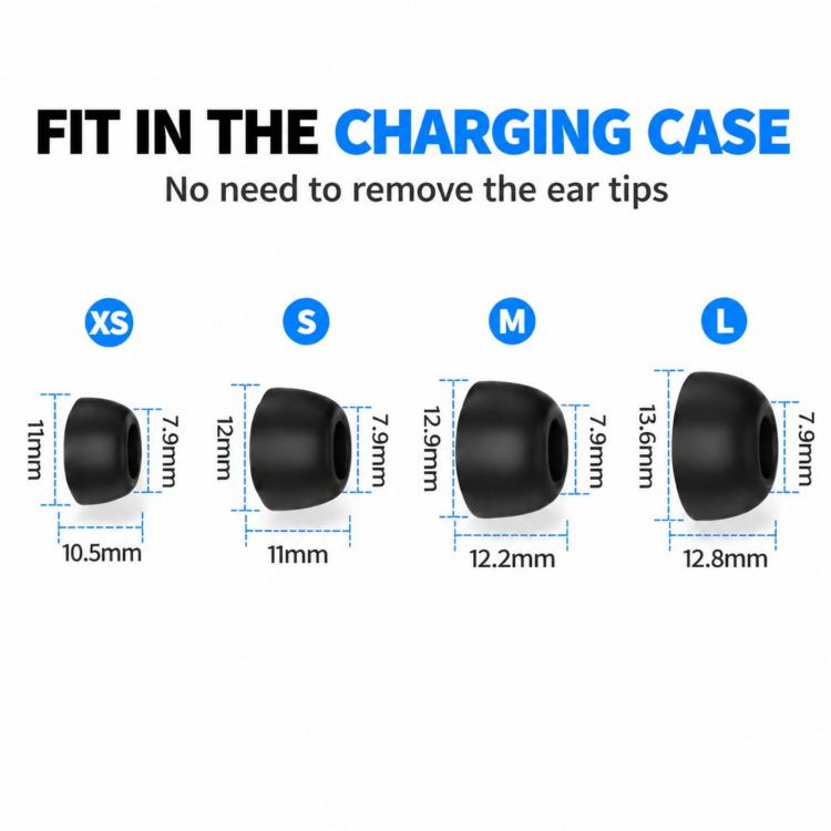 XDcase 4 Pairs Replacement Memory Foam Ear Tips, XS/S/M/L Size, 4 Pairs XS/S/M/L Size