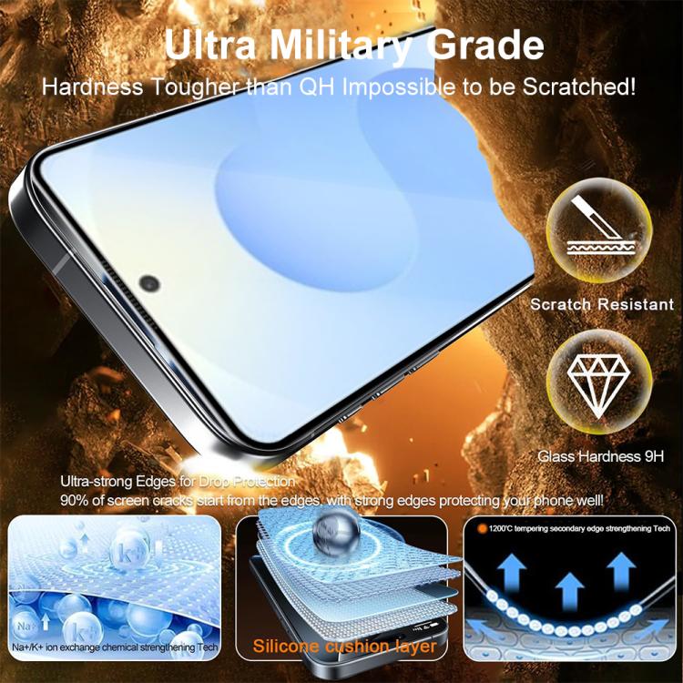 XDcase 5pcs / Pack Silk Screen Printed HD Tempered Glass Film, Support Fingerprint Unlock, For Samsung Galaxy S26+ 5G, For Samsung Galaxy S26 Ultra 5G, For Samsung Galaxy S26 5G, For Samsung Galaxy S25 5G, For Samsung Galaxy S25+ 5G                    ...