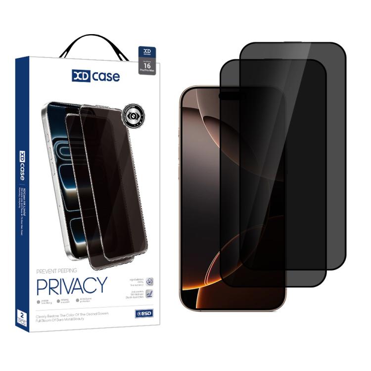XDcase 2pcs / Pack Silk Screen Printed Anti-Peep Tempered Glass Screen Protector, For iPhone 17e / 16e, For iPhone 17 Pro Max, For iPhone 17 Pro, For iPhone 17, For iPhone Air, For iPhone 16 Pro Max, For iPhone 16 Pro, For iPhone 16 Plus, For iPhone 16...