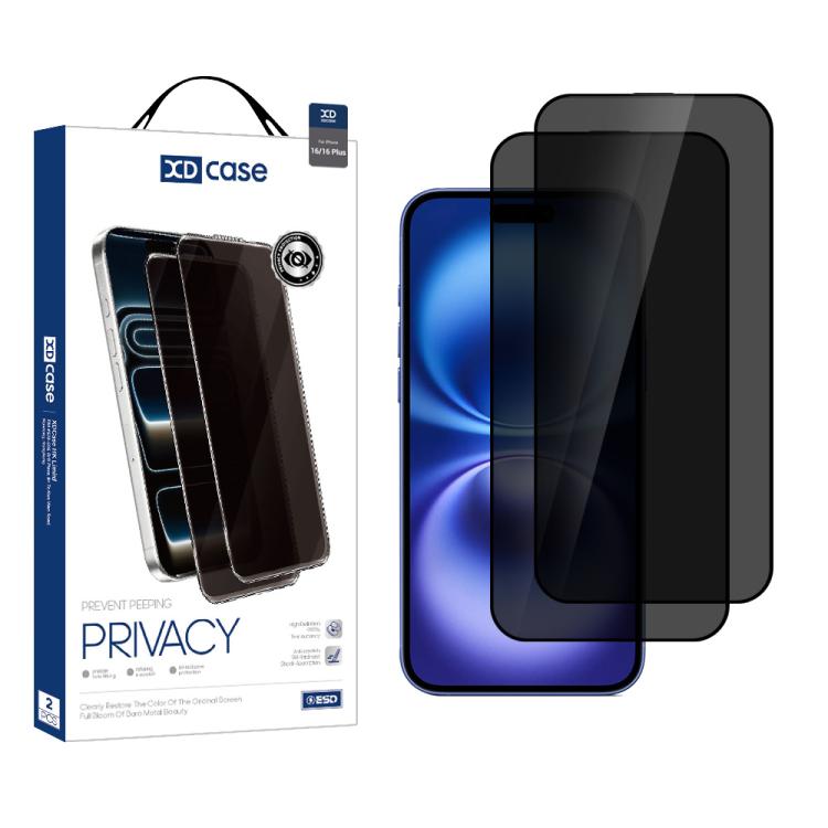 XDcase 2pcs / Pack Silk Screen Printed Anti-Peep Tempered Glass Screen Protector, For iPhone 17e / 16e, For iPhone 17 Pro Max, For iPhone 17 Pro, For iPhone 17, For iPhone Air, For iPhone 16 Pro Max, For iPhone 16 Pro, For iPhone 16 Plus, For iPhone 16...