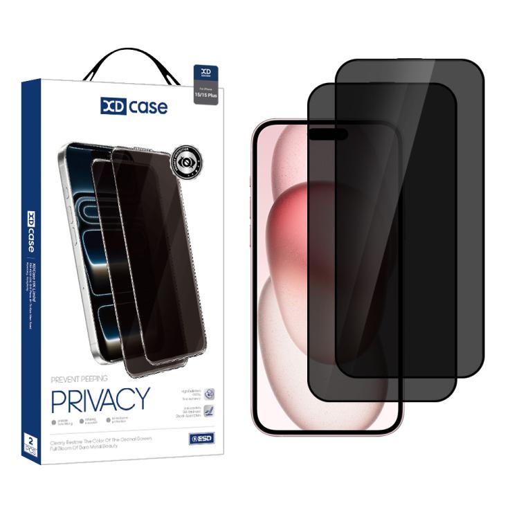 XDcase 2pcs / Pack Silk Screen Printed Anti-Peep Tempered Glass Screen Protector, For iPhone 17e / 16e, For iPhone 17 Pro Max, For iPhone 17 Pro, For iPhone 17, For iPhone Air, For iPhone 16 Pro Max, For iPhone 16 Pro, For iPhone 16 Plus, For iPhone 16...