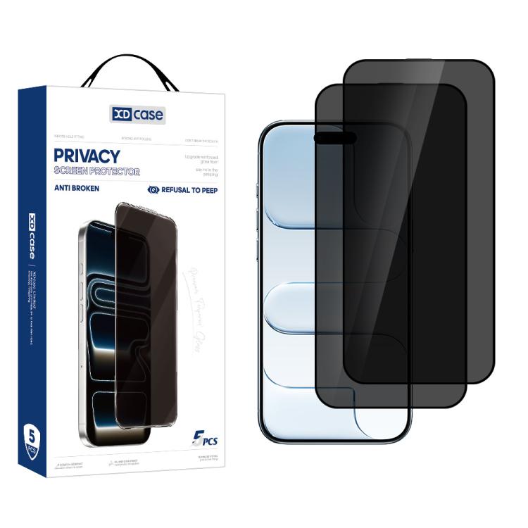 XDcase 2pcs / Pack Silk Screen Printed Anti-Peep Tempered Glass Screen Protector, For iPhone 17e / 16e, For iPhone 17 Pro Max, For iPhone 17 Pro, For iPhone 17, For iPhone Air, For iPhone 16 Pro Max, For iPhone 16 Pro, For iPhone 16 Plus, For iPhone 16...
