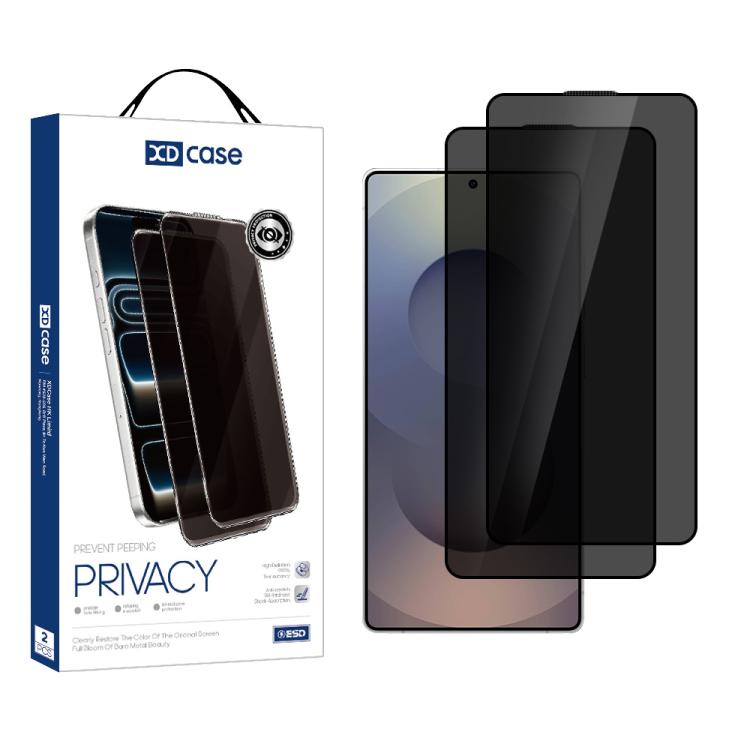 XDcase 2pcs / Pack Silk Screen Printed Anti-Peep Tempered Glass Screen Protector, Support Fingerprint Unlock, For Samsung Galaxy S26+ 5G, For Samsung Galaxy S26 Ultra 5G, For Samsung Galaxy S26 5G, For Samsung Galaxy S25 5G, For Samsung Galaxy S25+ 5G ...