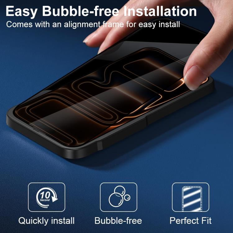 XDcase 5pcs / Pack Silk Screen Printed Anti-Peep Tempered Glass Screen Protector, For iPhone 17e / 16e, For iPhone 17 Pro Max, For iPhone 17 Pro, For iPhone 17, For iPhone Air, For iPhone 16 Pro Max, For iPhone 16 Pro, For iPhone 16 Plus, For iPhone 16...