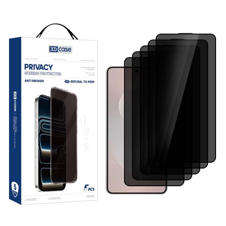 XDcase 5pcs / Pack Silk Screen Printed Anti-Peep Tempered Glass Screen Protector, Support Fingerprint Unlock, For Samsung Galaxy S26+ 5G, For Samsung Galaxy S26 Ultra 5G, For Samsung Galaxy S26 5G, For Samsung Galaxy S25 5G, For Samsung Galaxy S25+ 5G ...