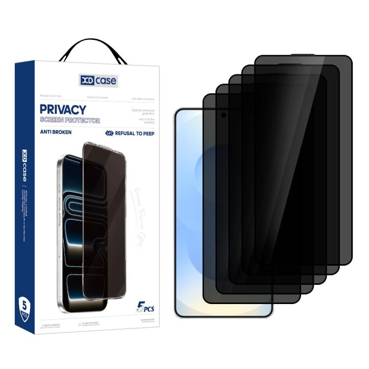 XDcase 5pcs / Pack Silk Screen Printed Anti-Peep Tempered Glass Screen Protector, Support Fingerprint Unlock, For Samsung Galaxy S26+ 5G, For Samsung Galaxy S26 Ultra 5G, For Samsung Galaxy S26 5G, For Samsung Galaxy S25 5G, For Samsung Galaxy S25+ 5G ...