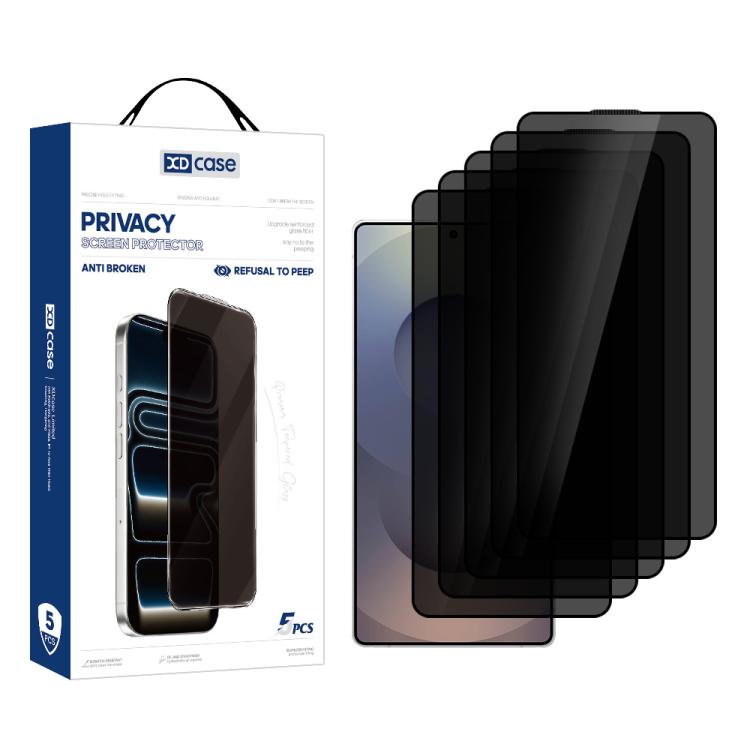 XDcase 5pcs / Pack Silk Screen Printed Anti-Peep Tempered Glass Screen Protector, Support Fingerprint Unlock, For Samsung Galaxy S26+ 5G, For Samsung Galaxy S26 Ultra 5G, For Samsung Galaxy S26 5G, For Samsung Galaxy S25 5G, For Samsung Galaxy S25+ 5G ...