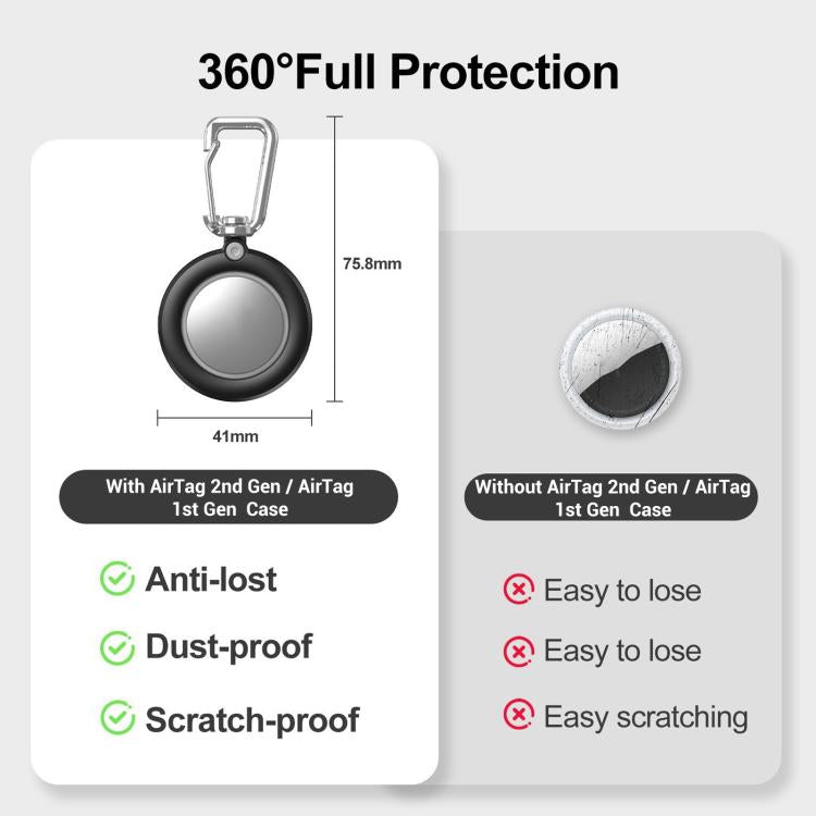 XDcase Fully Enclosed Waterproof Protective Case with Hook, For AirTag 2nd Gen / 1st Gen