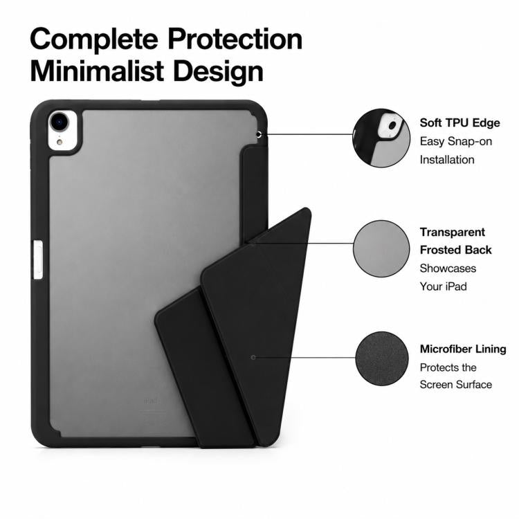 XDcase Rice Grain Texture Y-fold Holder Smart Tablet Leather Case with Pen Slot, For iPad Pro 12.9 inch 2022 / 2021 / 2020