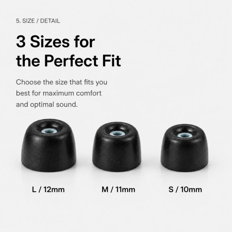 XDcase 3 Pairs Replacement Memory Foam Ear Tips Kit, S/M/L Size, Cleaning Brush Color Random, For Sony WF-1000XM6 / XM5 / XM4