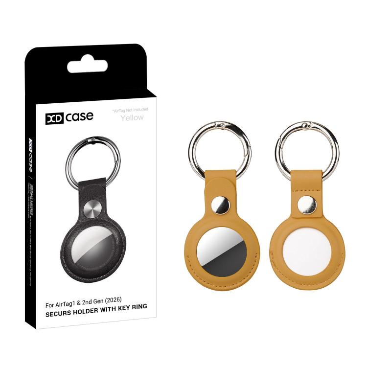 XDcase Double-sided Hollow Vegan Leather Protective Case with Metal Ring, For AirTag 2nd Gen / AirTag 1st Gen