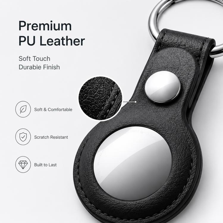 XDcase Double-sided Hollow Vegan Leather Protective Case with Metal Ring, For AirTag 2nd Gen / AirTag 1st Gen